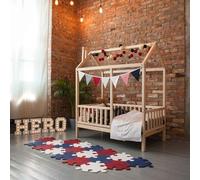 Sweet Home From Wood Cama Montessori, Cama casita para niños pequeños, Cama cabaña para niños (Madera de Pino, 200x120cm)