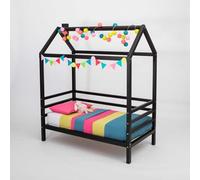Sweet Home From Wood Estructura de Cama de Madera Maciza, Cama de Estilo casa, Estructura de Cama Estilo Montessori, Estructura de Cama para Adolescentes (Negro, 190x135cm)