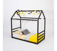 Sweet Home From Wood Struttura letto a Terra, struttura letto a Forma di casetta in Legno massello (Negro, 160x70cm)