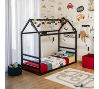 Sweet Home From Wood Struttura letto a Terra, struttura letto a Forma di casetta in Legno massello (Negro, 200x150cm)