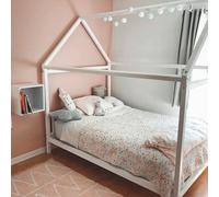 Sweet Home From Wood Struttura letto per Ragazzi, Letto a Castello in Legno massello di Pino, Letto a Castello su gambe (Blanco, 200x140cm)