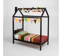 Sweet Home From Wood Struttura letto per Ragazzi, Letto a Castello in Legno massello di Pino, Letto a Castello su gambe (Negro, 200x120cm)