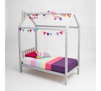 Sweet Home From Wood Struttura letto per Ragazzi, Letto a Castello in Legno massello di Pino, Letto a Castello su gambe (Gris, 140x70cm)