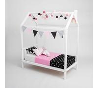 Sweet Home From Wood Struttura letto per Ragazzi, Letto a Castello in Legno massello di Pino, Letto a Castello su gambe (Blanco, 140x70cm)