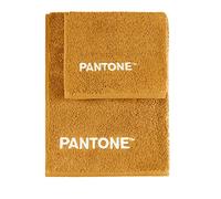 Sweet Home Pantone - Juego de Toallas 1+1 para Invitados (40 x 50 cm + Cara de 50 x 100 cm, con Bordado Pantone, Certificado Oeko Tex, Ocre)