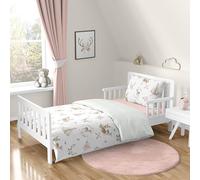 Sweet Jojo Designs Blush Rosa, verde menta y blanco Boho acuarela bosque ciervo floral niña bebé niños juego de ropa de cama - 5 piezas edredón, funda y sábanas