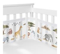 Sweet Jojo Designs + BreathableBaby Animales de la selva Niño Niña Género Neutral Transpirable Malla Cuna Forro Antigolpes Bebé Bebé Verde Amarillo Negro Blanco Boho Safari Animal Elefante León