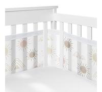 Sweet Jojo Designs + BreathableBaby Blush Pink Malva Boho Desert Sun Girl Forro de malla transpirable para cuna antigolpes para bebés y bebés - Dorado Taupe Bohemio Acuarela Montañas Naturaleza