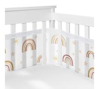 Sweet Jojo Designs + BreathableBaby Boho Rainbow Girl Forro de malla transpirable para cuna antigolpes para bebé y bebé, rubor, rosa, amarillo, bronceado, bohemio, moderno, neutro, vintage, rosa