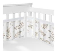 Sweet JoJo Designs + BreathableBaby Floral Leaf Boy Girl Género Neutral Transpirable Malla Forro de Cuna Bebé Infantil Marfil Marrón Beige Blanco Boho Bohemio Acuarela Botánica Bosque Jardín