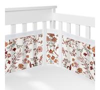 Sweet Jojo Designs + BreathableBaby - Forro de malla transpirable para cuna, color marfil, naranja, bohemio, vintage, floral, para bebé, bohemio, flores silvestres, óxido, flores botánicas, hojas de