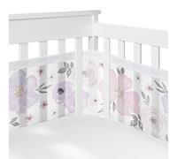 Sweet Jojo Designs + BreathableBaby - Forro de malla transpirable para cuna para bebé, color morado, lavanda, bohemio, rústico, elegante, lirio rosa, acuarela, flores, elegante gris