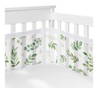 Sweet Jojo Designs + BreathableBaby Green Boho Floral Leaf Boy or Girl Forro de malla transpirable para cuna antigolpes para bebé y bebé, salvia bohemia género neutro acuarela botánica bosque jardín