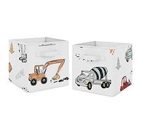 Sweet Jojo Designs - Cajas de almacenamiento plegables para camión de construcción (2 unidades), color gris, amarillo, naranja, rojo y azul