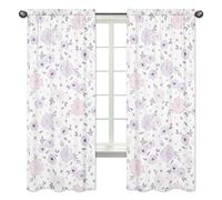 Sweet Jojo Designs - Cortinas para ventana (lavanda, rosa, gris y blanco), diseño floral