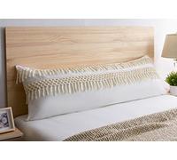 Sweet Jojo Designs - Funda de Almohada Decorativa para sofá, Estilo Bohemio, Bohemio, con borlas, Color Marfil, 54 x 20 Pulgadas, Color Blanco Roto Beige, algodón, con Flecos, Texturizada, rústica,