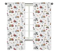 Sweet Jojo Designs - Juego de 2 cortinas de tratamiento para ventanas de camión, color gris, amarillo, naranja, rojo y azul