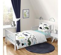 Sweet Jojo Designs Juego de cama de 5 piezas de dinosaurio moderno azul marino y verde para niños o niñas