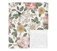 Sweet Jojo Designs - Manta de seguridad para bebé recién nacido o niña, diseño vintage con flores, color rosa amarillo y verde