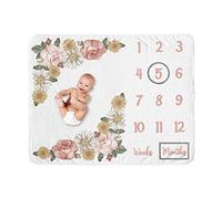 Sweet Jojo Designs Manta vintage floral bohemia para recién nacido, para el primer año de crecimiento, ideal como regalo de recuerdo, color rosa, amarillo y verde