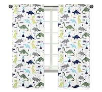 Sweet Jojo Designs - Paneles de decoración para ventana (2 unidades), diseño moderno de dinosaurios, color azul y verde