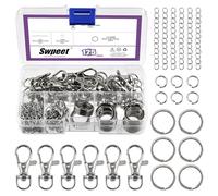 Sweet Juego de llaveros de plata 125/25 unidades, gancho giratorio, cadenas extensoras, anillos abiertos, cierre de langosta
