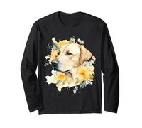 Sweet Labrador Animal Retriever Acuarela Amarillo Pastel Perro Manga Larga