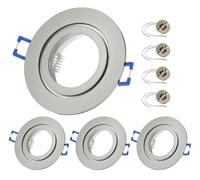 Sweet Led 4x Marcos empotrables in asquillo GU10 230V IP44 - Marco de luces empotrables de aluminio para baño, luces de muebles, foco empotrable - redondo, cromado cepillado