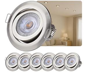 Sweet Led Empotrable LED 5W 230V 360Lumen, Regulable en 3 Pasos sin Dimmer, Luz de Techo Empotrada, Inteligente y Ajustable, (6x Cromado)