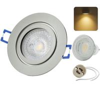 Sweet Led, Marco de aluminio IP44, para cuarto de baño, incluye GU10 de 7 W, luz blanca cálida, empotrable, aluminio, cierre de clic, marco de montaje IP44, foco empotrable (1 x cromo de 7 W)