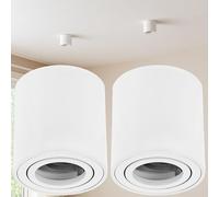 Sweet Led Marco de Montaje 2 Piezas GU10 Redondo-Cuadrado, Foco de Superficie Aluminio Cepillado, Luz de Subestructura de Aluminio (Redondo-Blanco)