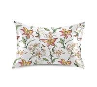 Sweet Lily - Fundas blancas para almohadas de satén, cierre de sobre, fundas de almohada de Navidad, fundas de almohada para cabello, tamaño King con cierre de sobre, para casa de campo rústica, 50.8