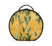 Sweet Lily of The Valley Flower Gold - Neceser de viaje portátil para colgar accesorios de viaje con separadores ajustables de 11 pulgadas