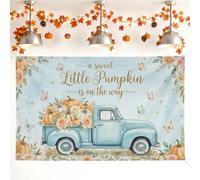 Sweet Little Pumpkins - Pancarta de fondo para camioneta con cita otoñal de | Rosas de acuarela, fondo de fotografía, mariposas voladoras, tema de cosecha rústica, paleta pastel suave