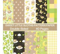 Sweet Little Sloths Scrapbook Paper 40 Pages 20 Sheets: Double Sided Pattern Paper for Scrapbooking, Card Making, Origami, DIY and More