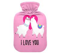 Sweet Llama with Love - Bolsa de agua caliente y funda suave y cálida para cama de invierno, cuello y hombros, 1 L