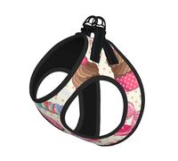Sweet Lollipop - Juego de correa de arnés con estampado de cupcakes para gatos y perros, correa reflectante ajustable a prueba de fugas con malla suave y transpirable, para mascotas pequeñas y