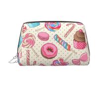 Sweet Lollipop - Organizador de cosméticos con estampado de cupcakes, estuche de belleza a prueba de golpes con amplia apertura de cremallera para viajes, Silver, One Size