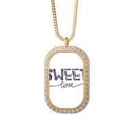 Sweet Love - Collar con colgante de cristal dorado con cita a mano