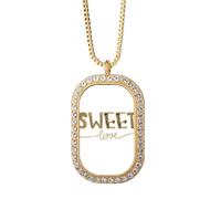 Sweet Love - Collar con colgante de cristal dorado con cita de amor