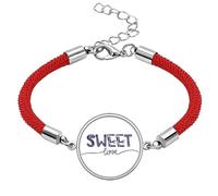 Sweet Love - Pulsera de cuerda roja hecha a mano con cita bonita y texto en inglés