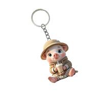 Sweet Milk Drink Piggy Designs Acrylic Keychain Portable Car Hanging Decoration For Animal Lovers PigKeychain Home Decoration