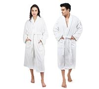 Sweet Needle Albornoz 100% algodón Terry Toalla Super Suave Ligero Lujo Altamente Absorbente Albornoz con Bolsillos Cuello Chal Cinturón Ajustable para Hombres Mujeres, Blanco