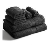 Sweet Needle Juego de Toallas de 6 Piezas 2 Toallas de Baño, 2 Toallas de Mano y 2 Toallitas - Algodón - Calidad Hotelera, Súper Suave y Altamente Absorbente de Secado Rápido (Negro)