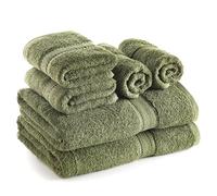 Sweet Needle Juego de Toallas de 6 Piezas 2 Toallas de Baño, 2 Toallas de Mano y 2 Toallitas - Algodón - Calidad Hotelera, Súper Suave y Altamente Absorbente de Secado Rápido (Verde Oliva)