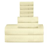 Sweet Needle Juego de Toallas de algodón Premium de Lujo Supreme, Color Crema, 2 Toallas de baño, 2 de Manos y 4 de Lavado/Cara - 500 g/m², Altamente Absorbente para Uso en baños y hoteles (8 Piezas)