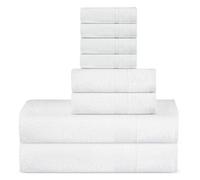 Sweet Needle Juego de Toallas de Lujo Supreme de algodón Premium, Blanco, 2 Toallas de baño, 2 de Mano y 4 de Lavado/Cara - 500 g/m², Altamente absorbentes para Uso en baño y Hotel (8 Piezas)