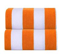 Sweet Needle Paquete de 2 Toallas de Playa 100% algodón Hilado en Anillos 76 CM X 152 CM Toalla de natación y Piscina clásica a Rayas Altamente Absorbente Cabana - Naranja
