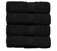 Sweet Needle Paquete de 4 Toallas de baño Grandes, Color Negro (70 x 140 cm), 100% algodón, lujosas, ultrasuaves, Calidad de Hotel, Muy absorbentes para baño, Ducha, Playa y Uso Diario