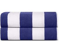 Sweet Needle Toallas de Playa para Adultos - Clásico a Rayas - Toalla de Piscina 100% algodón Terry Ringspun, Secado rápido, Toalla Grande de natación, 450 gsm Cabana - Azul Real 76 x 152 cm